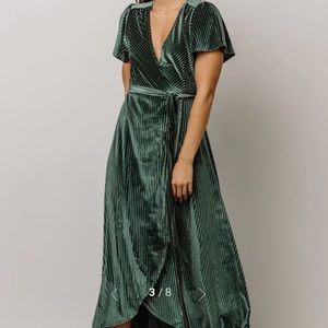 Baltic Born Green Andi Ribbed Velvet Wrap Dress - Large